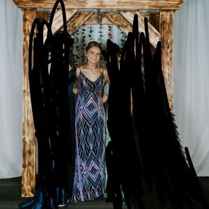 Geometric Patterned Prom Dress